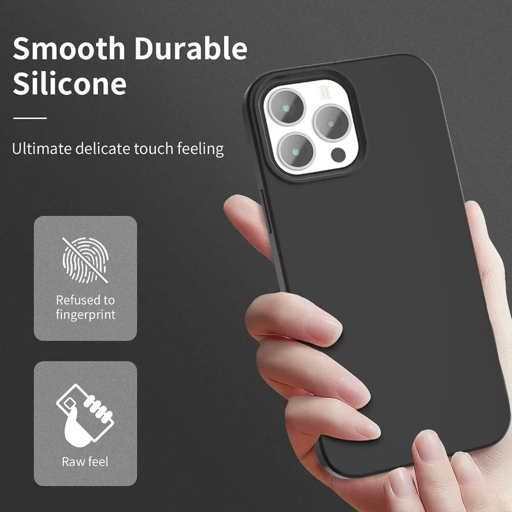 iPhone 13 Pro Max Slim Silicone Case - Shockproof Black Protective Cover